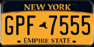 NY license plate GPF7555