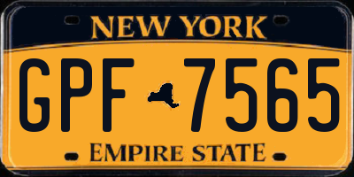 NY license plate GPF7565
