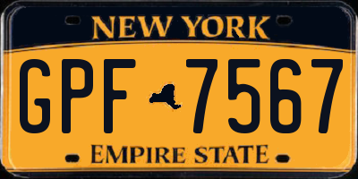 NY license plate GPF7567