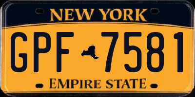 NY license plate GPF7581