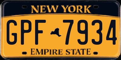 NY license plate GPF7934
