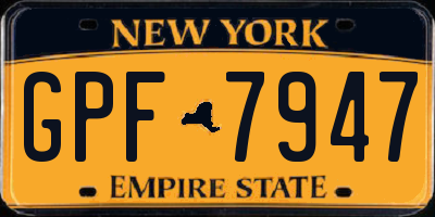 NY license plate GPF7947