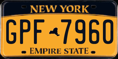 NY license plate GPF7960