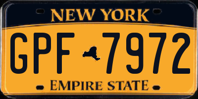NY license plate GPF7972
