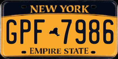 NY license plate GPF7986