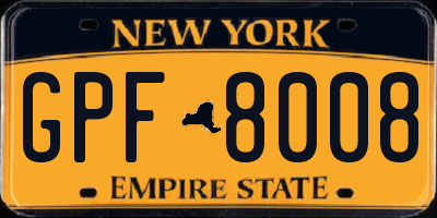 NY license plate GPF8008