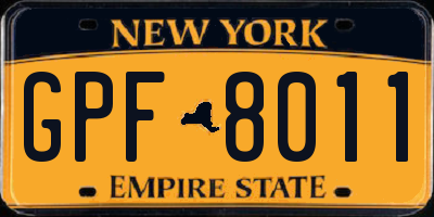 NY license plate GPF8011