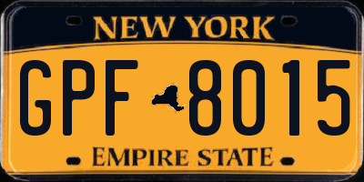 NY license plate GPF8015