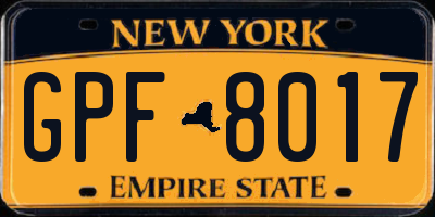 NY license plate GPF8017
