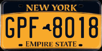 NY license plate GPF8018