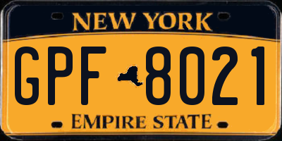 NY license plate GPF8021
