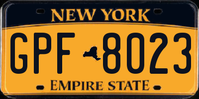 NY license plate GPF8023