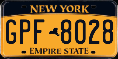 NY license plate GPF8028