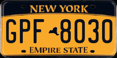 NY license plate GPF8030