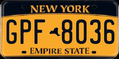 NY license plate GPF8036