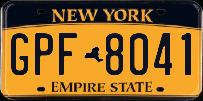NY license plate GPF8041