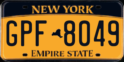 NY license plate GPF8049