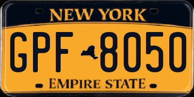 NY license plate GPF8050