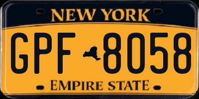 NY license plate GPF8058