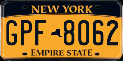 NY license plate GPF8062