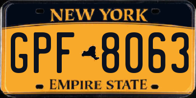 NY license plate GPF8063