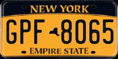 NY license plate GPF8065