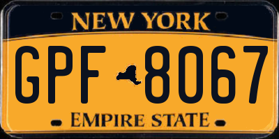 NY license plate GPF8067