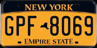 NY license plate GPF8069