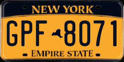 NY license plate GPF8071