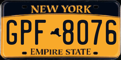 NY license plate GPF8076