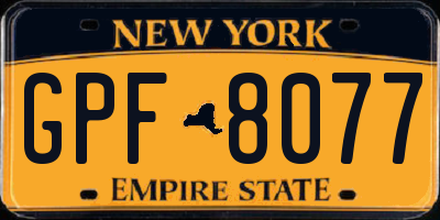 NY license plate GPF8077
