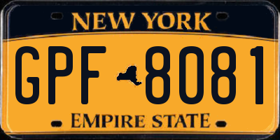 NY license plate GPF8081