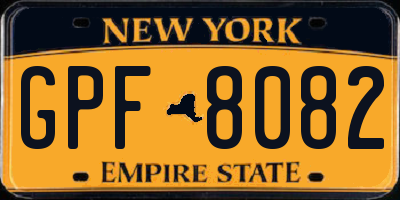 NY license plate GPF8082