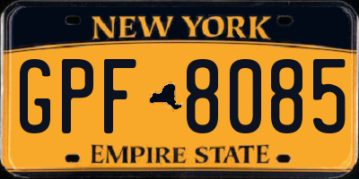 NY license plate GPF8085