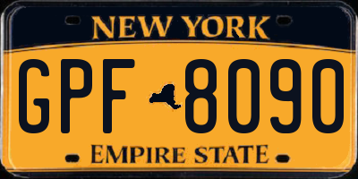 NY license plate GPF8090