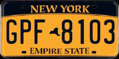 NY license plate GPF8103