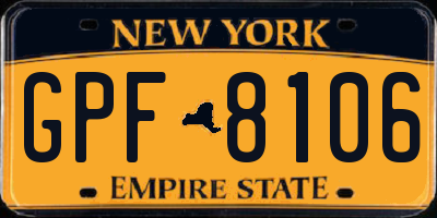 NY license plate GPF8106