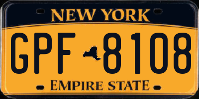 NY license plate GPF8108