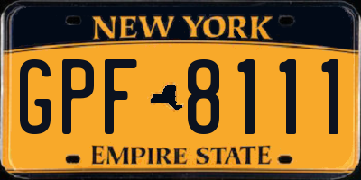 NY license plate GPF8111