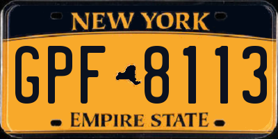 NY license plate GPF8113