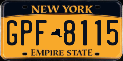 NY license plate GPF8115