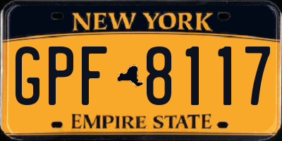 NY license plate GPF8117