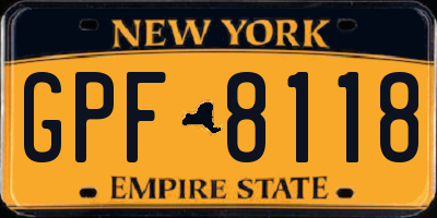NY license plate GPF8118