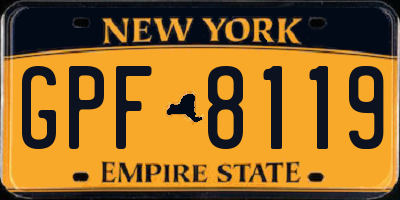 NY license plate GPF8119
