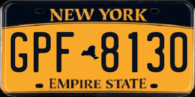 NY license plate GPF8130