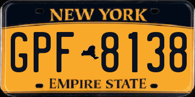 NY license plate GPF8138
