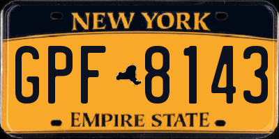 NY license plate GPF8143