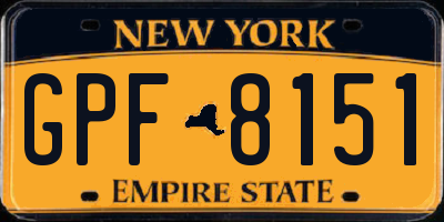 NY license plate GPF8151