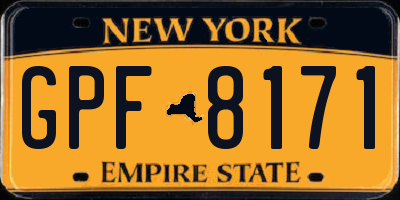 NY license plate GPF8171