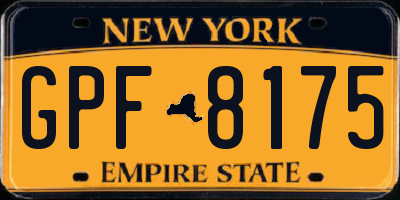 NY license plate GPF8175
